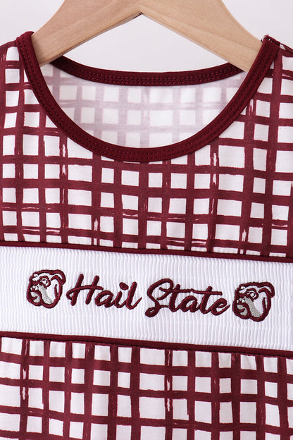 Mississippi Hail State smocked ruffle gingham shorts set