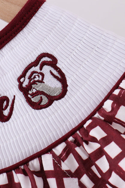 Mississippi Hail State smocked gingham dress