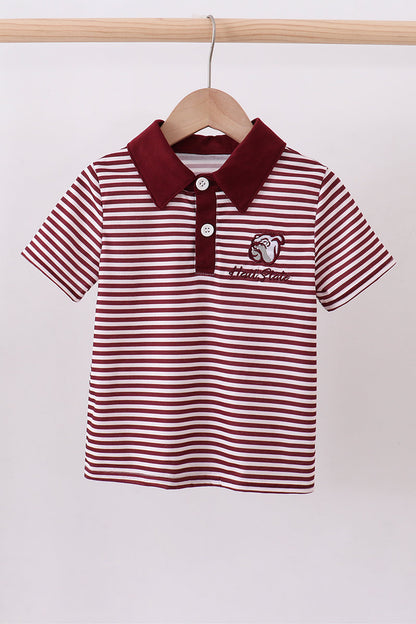 Mississippi Hail State embroidery stripe top