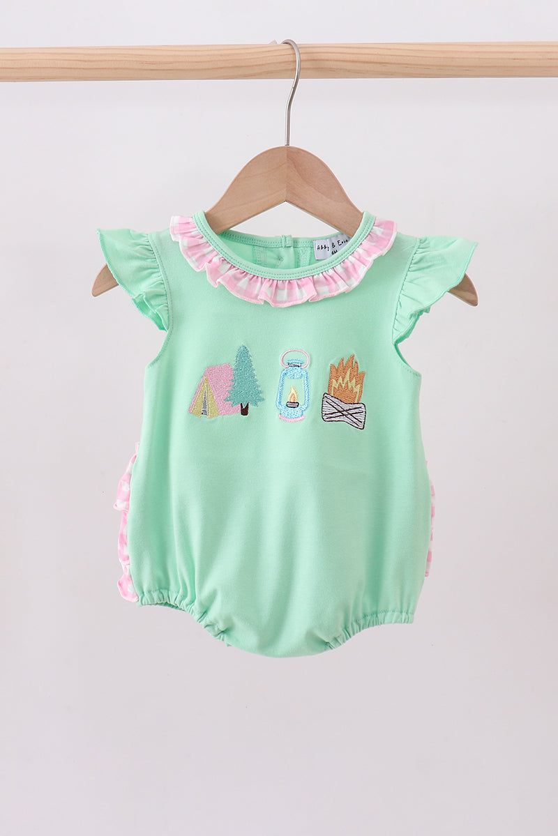 Green camper embroidery ruffle bubble
