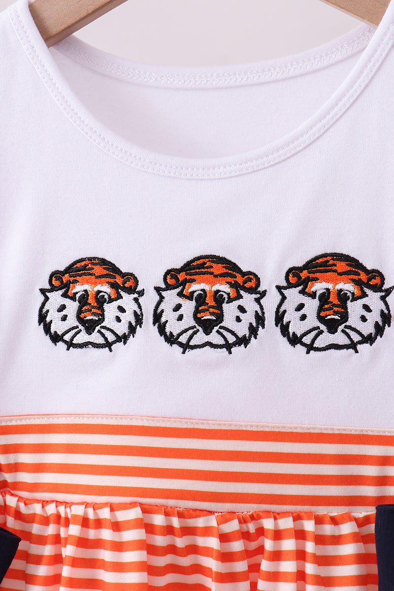 Auburn embroidery ruffle stripe pants set