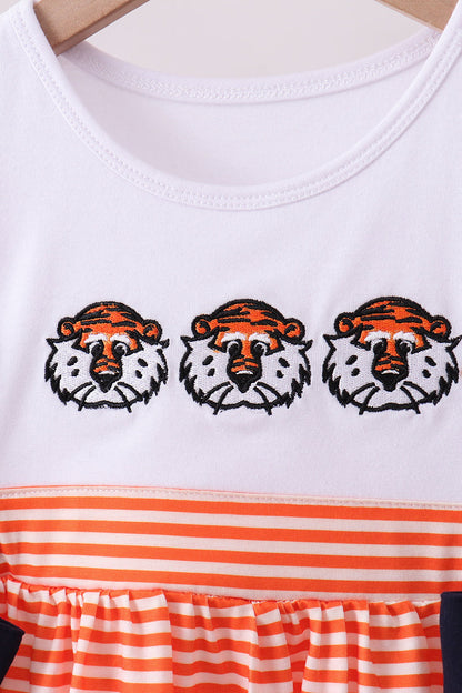 Auburn embroidery ruffle stripe pants set