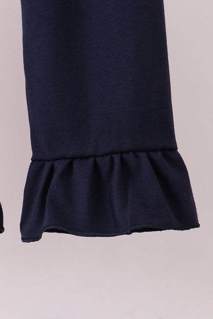 Auburn embroidery ruffle stripe pants set