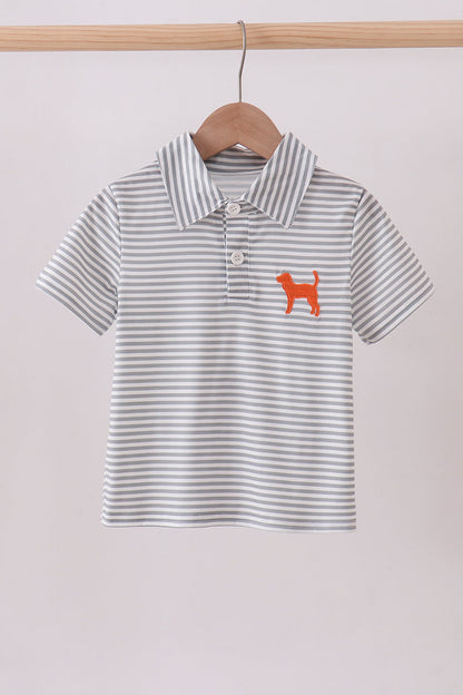 Orange Tennessee embroidery stripe button down shirt