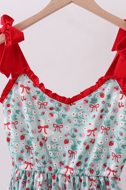 Starwberry goose print women dress