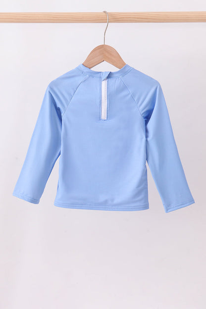 Blue long sleeve swim top