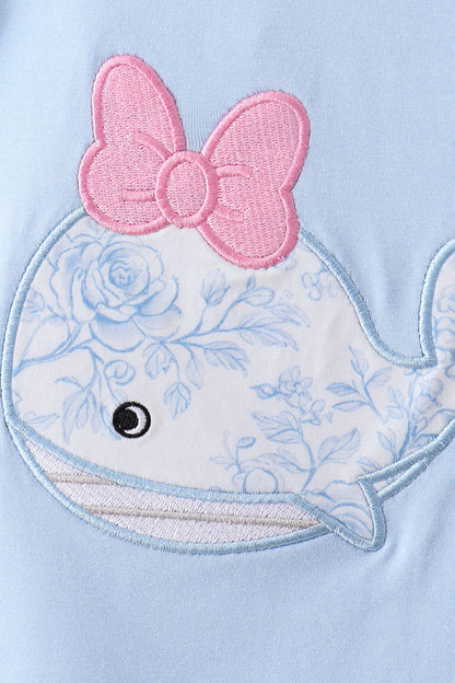 Blue Whale Applique Bloomer Set
