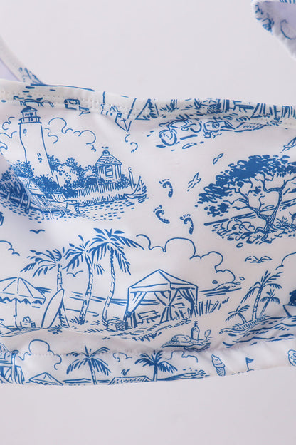 Blue beach sea women swimsuit set