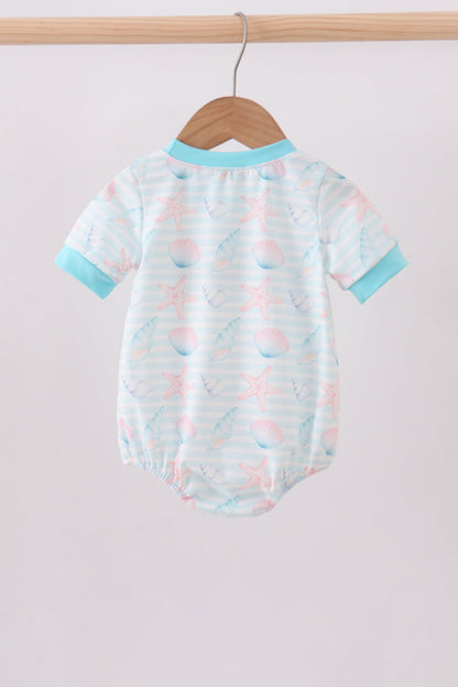 Blue shell starfish embroidery bubble