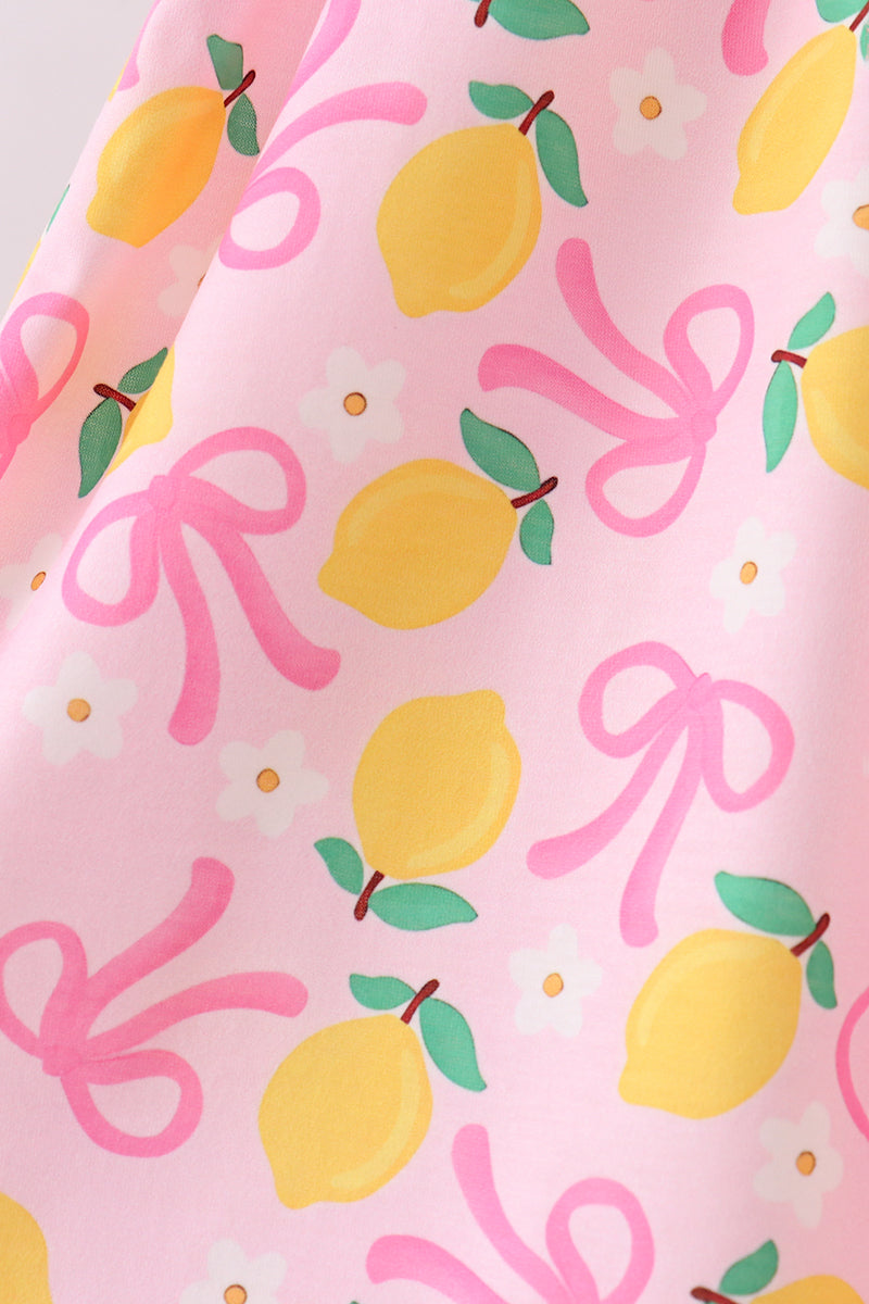 Pink lemon smocked ruffle dress