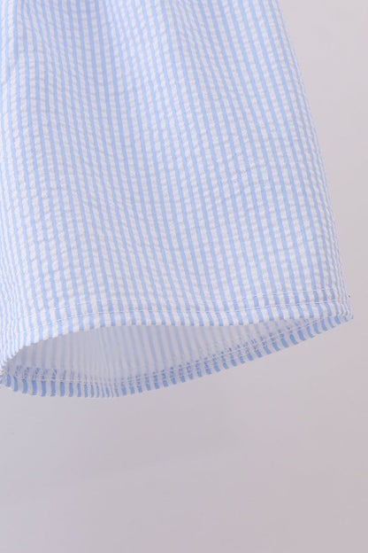 Blue nautical trio embroidery shorts set