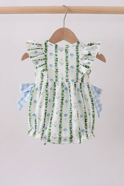 Green Floral Ruffle Bubble