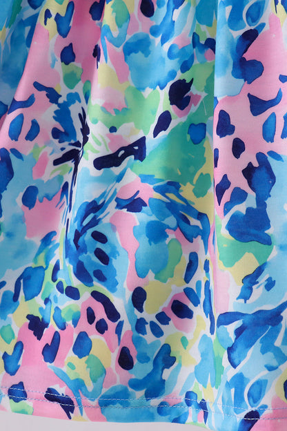 Pink character smocked ruffle dress