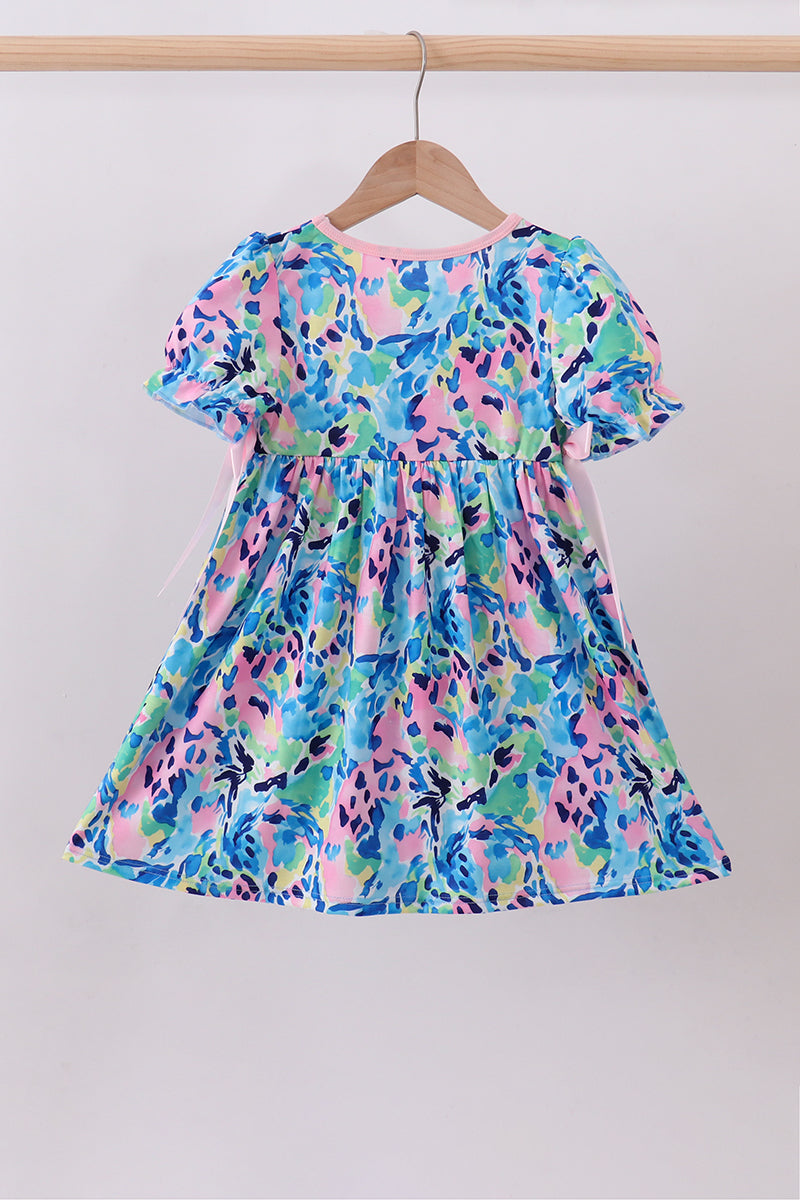 Pink character smocked ruffle dress