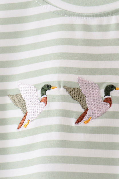 Green Duck Embroidered Shorts Set