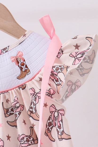 Western cowboy boots smocked dress
