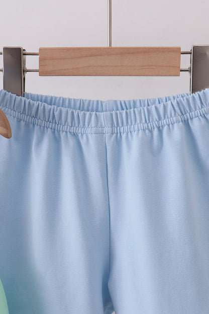 Color block ruffle shorts set