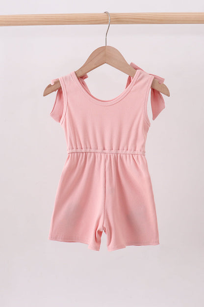 Pink character embroidery jumpsuit