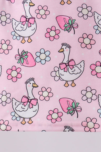 Pink Goose Smocked Bloomer Set