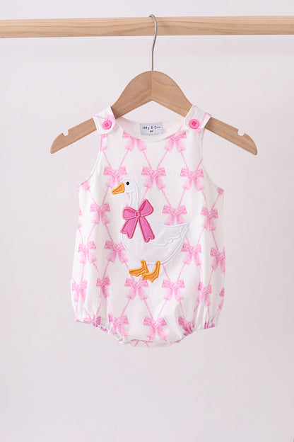 Pink Bow Goose Applique Bubble