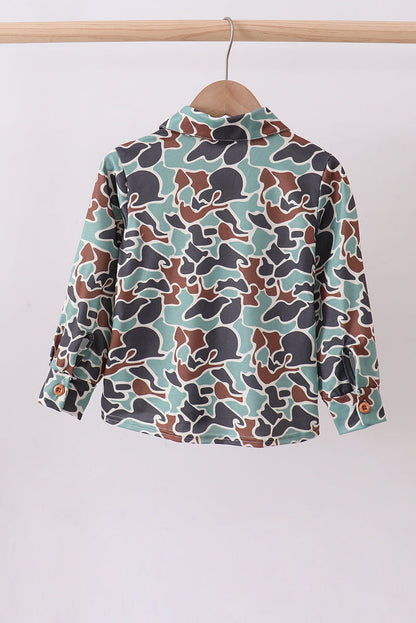 Camouflage puppy hunting embroidery button shirt