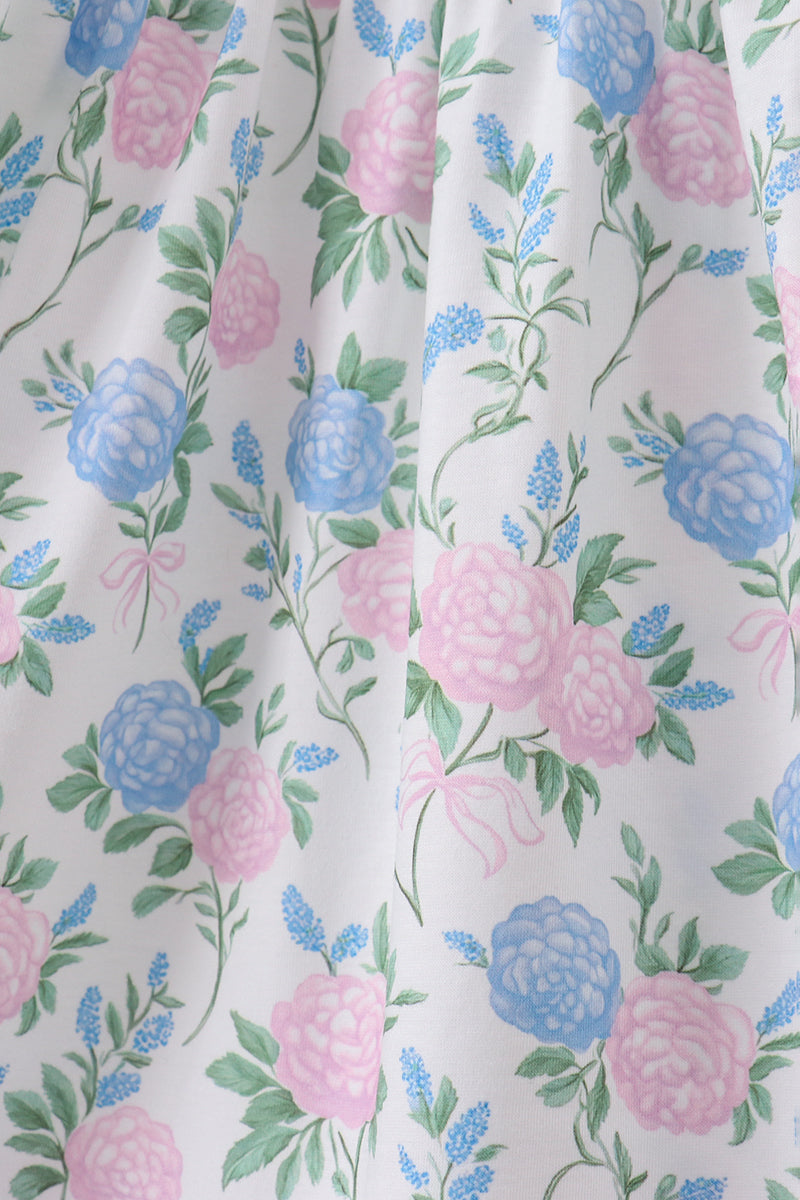 Blue floral print ruffle mom&me dress