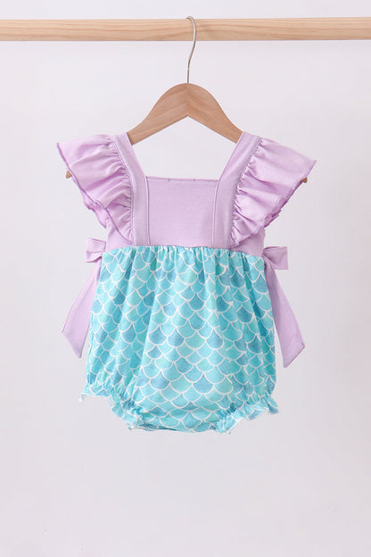 Purple mermaid embroidery ruffle bubble