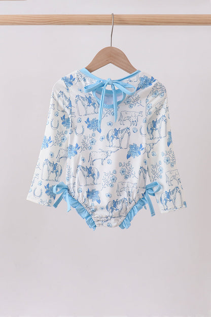 Blue farm print rashguard