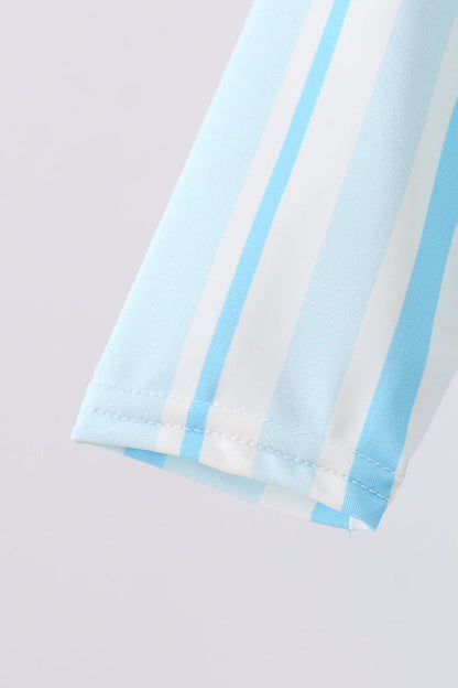 Blue stripe one-piece swimsuit
