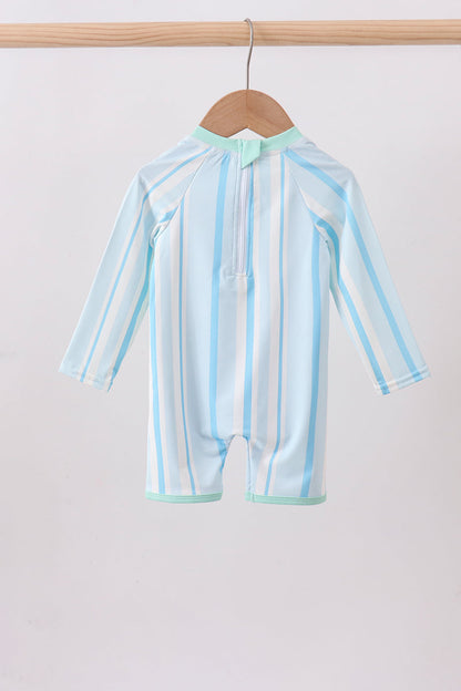 Blue stripe one-piece swimsuit