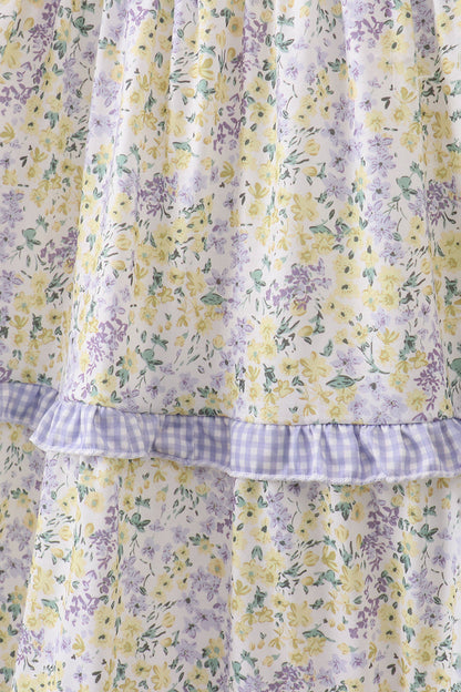 Golden meadow floral smocked tiered dress (length 41.33inch)