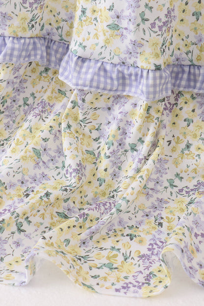 Golden meadow floral smocked tiered dress (length 41.33inch)