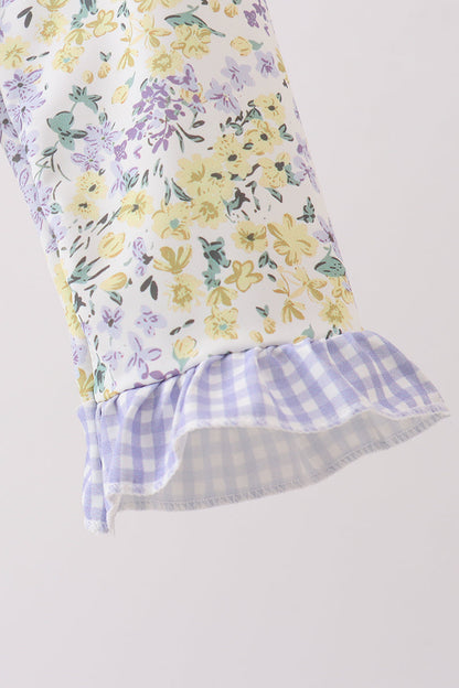 Floral mermaid applique rashguard