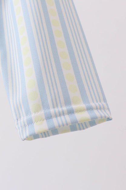 Blue shark applique stripe swimsuit