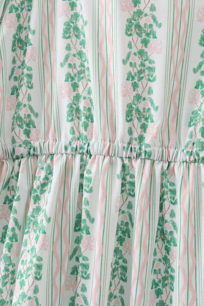 Green floral stripe dress (length 41.33in)