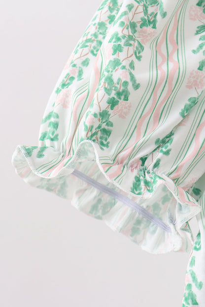 Green floral stripe dress (length 41.33in)