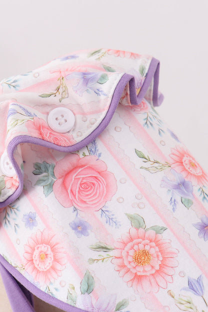 Purple rose bow print bonnet