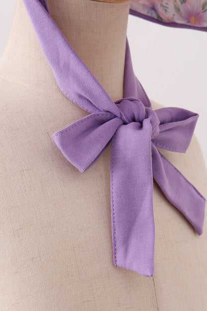 Purple rose bow print bonnet