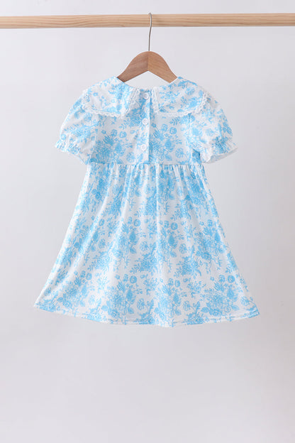 Blue rose smocked dress