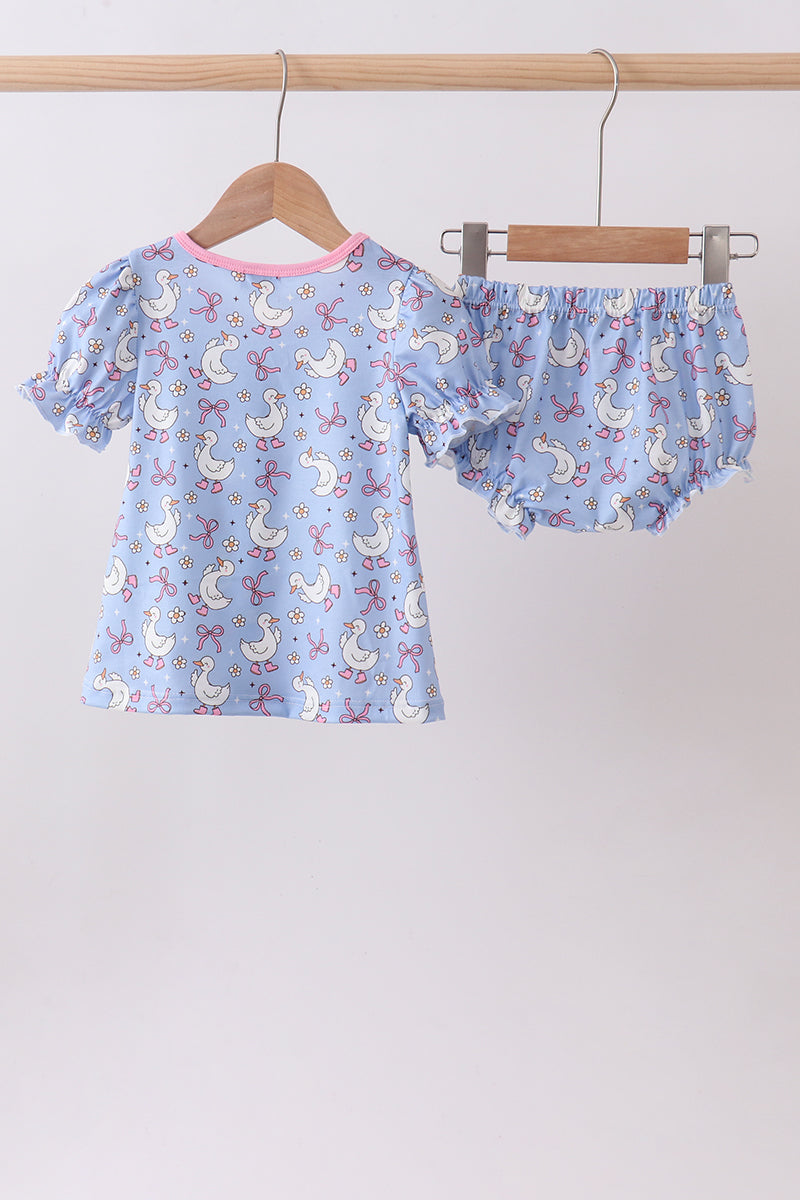 Purple duck print bow bloomer set