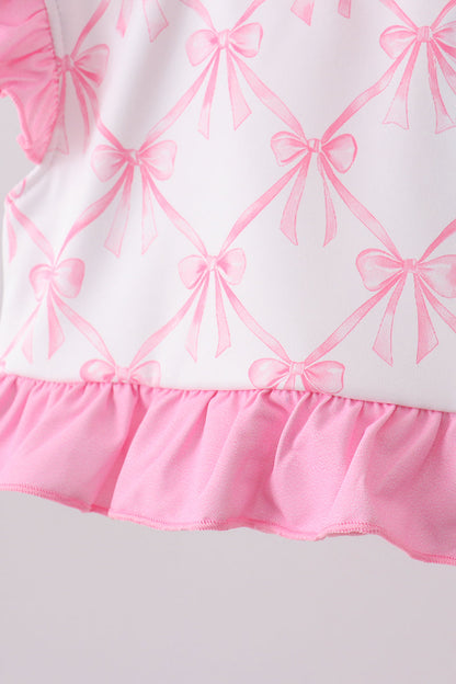 Pink bow ruffle 2pc swimsuit