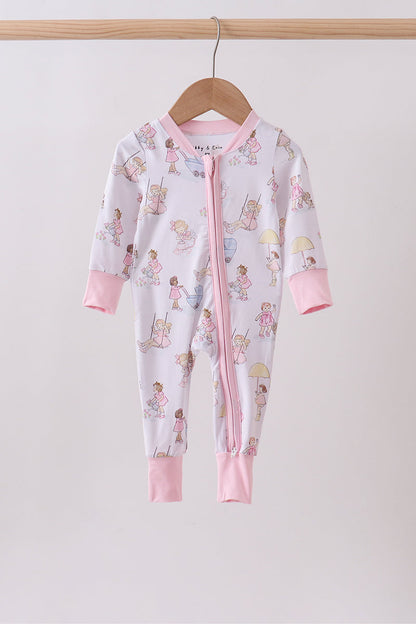 Pink all day adventure bamboo romper