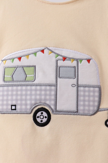 Khaki camper applique bow bloomer set