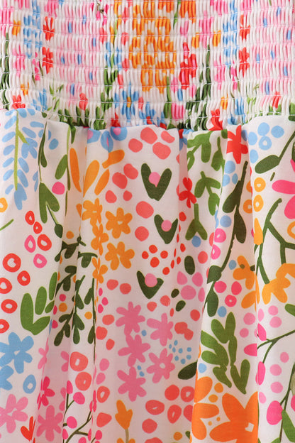 Summer floral print smocked mom&me dress