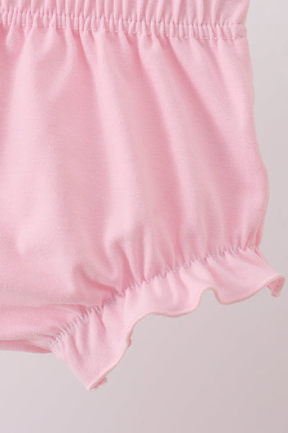 Pink bow castle ruffle bloomer set