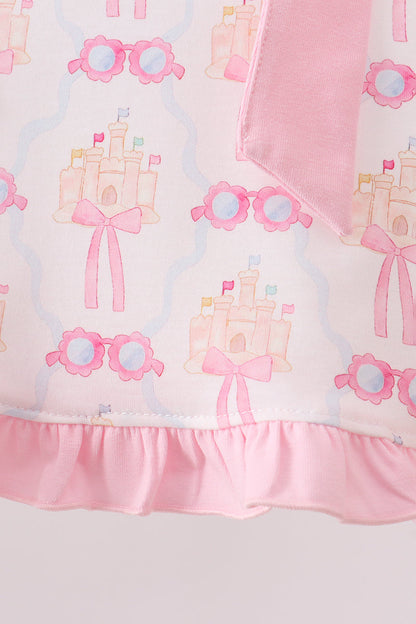 Pink bow castle ruffle bloomer set