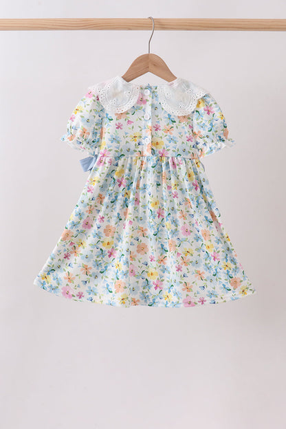 Blue Floral Lace Dress