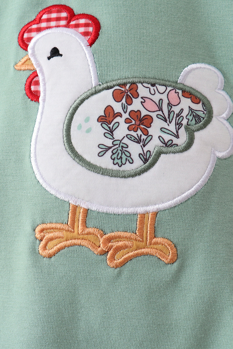 Sage Chicken Applique Bubble