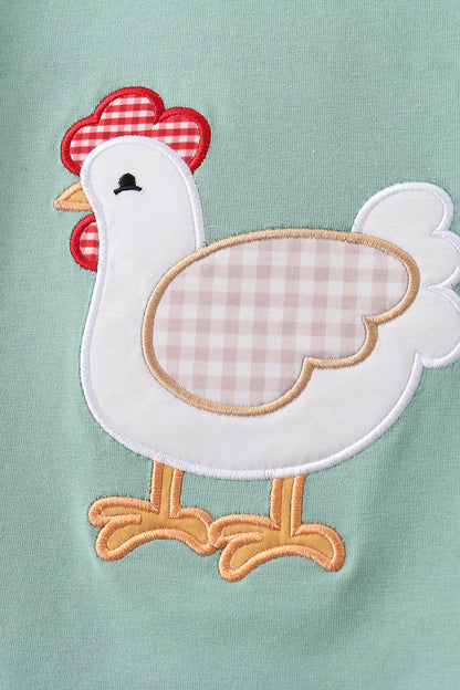 Sage Chicken Applique Set