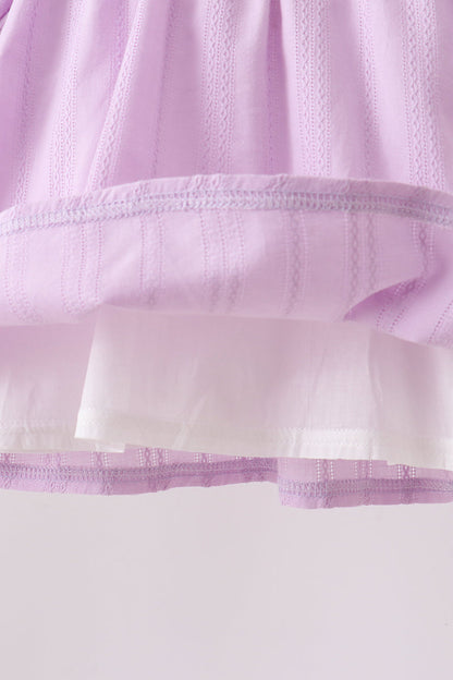 Lavender Smocked Embroidered Bow Jacquard Bloomer Set